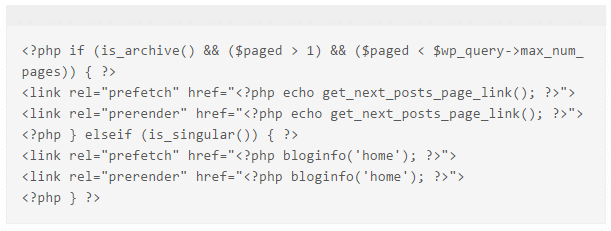 php code for prefetch prerender