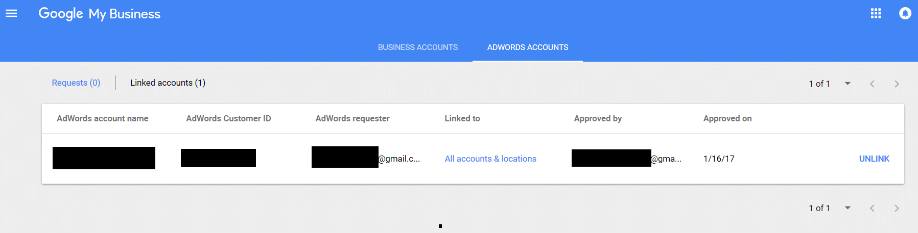 google adwords account linking view