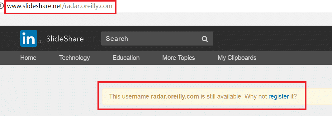 bad username pages generated by Slideshare.net