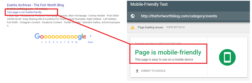 google index says a new site is not mobile-friendly