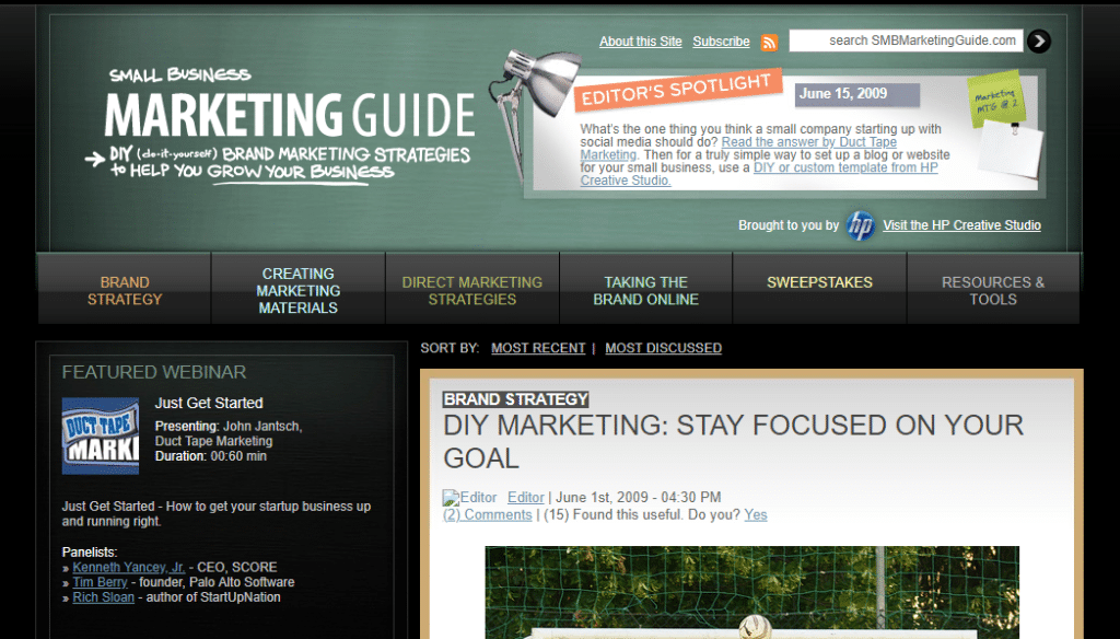 small business marketing guide screenshot