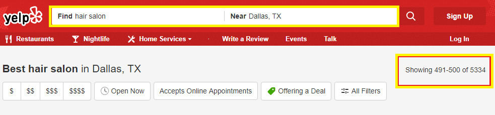 yelp dallas hair salons search results