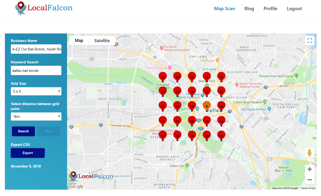 bail bonds map spammer rankings after spam removed