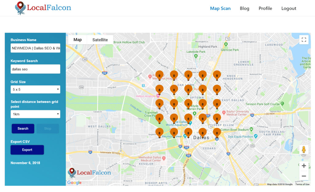 newmedia map spammer in dallas rankings before spam removal