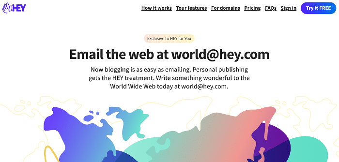 hey world homepage screenshot