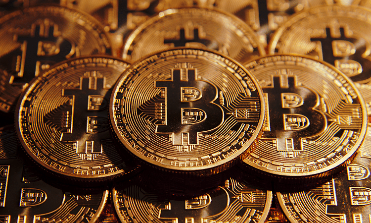 bitcoin logo coin stack
