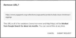 google search console removals confirm request submission