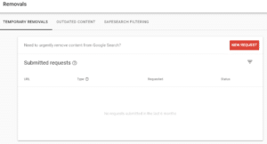 google search console removals screenshot