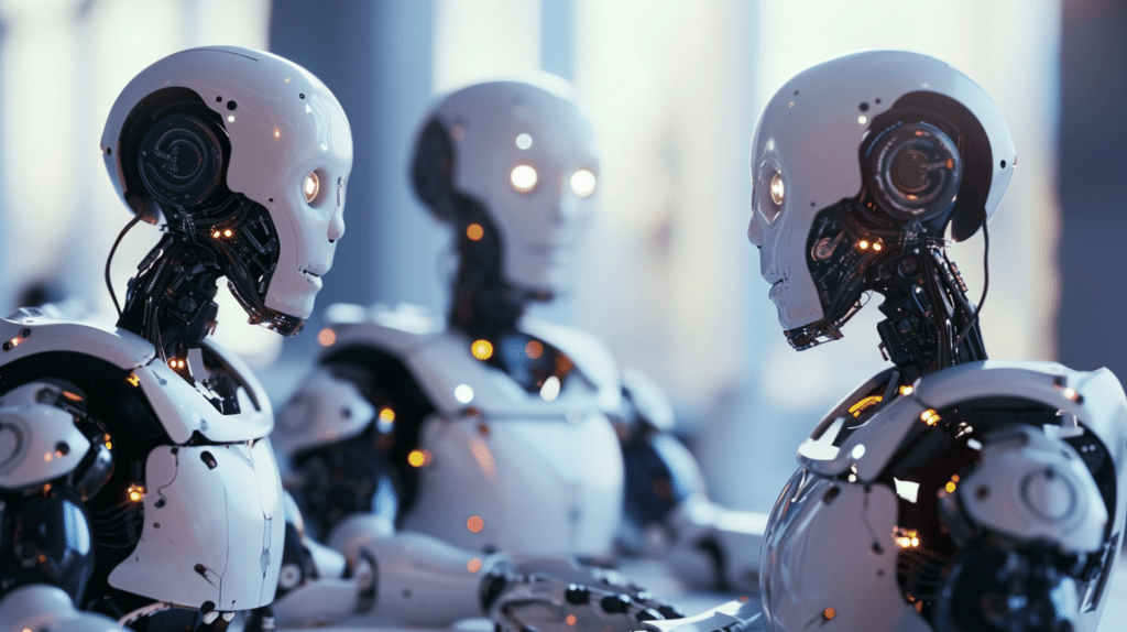 3 ai robots talking to each other about the future of SEO and human search